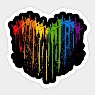 I Love You Hand Sign Rainbow Heart, ASL Gay Pride, LGBT Pride Sticker